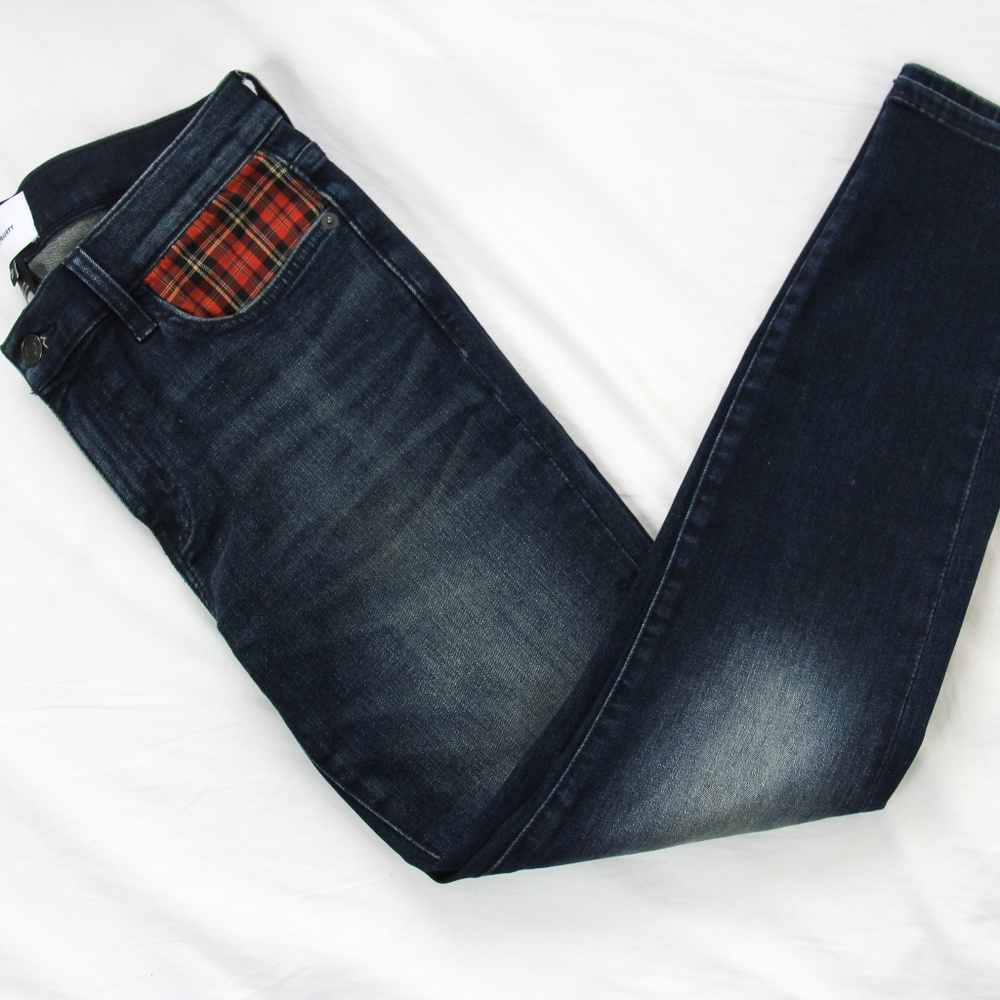 Current Elliott Stiletto Plaid Pocket Skinny Jeans - Picture 5 of 8